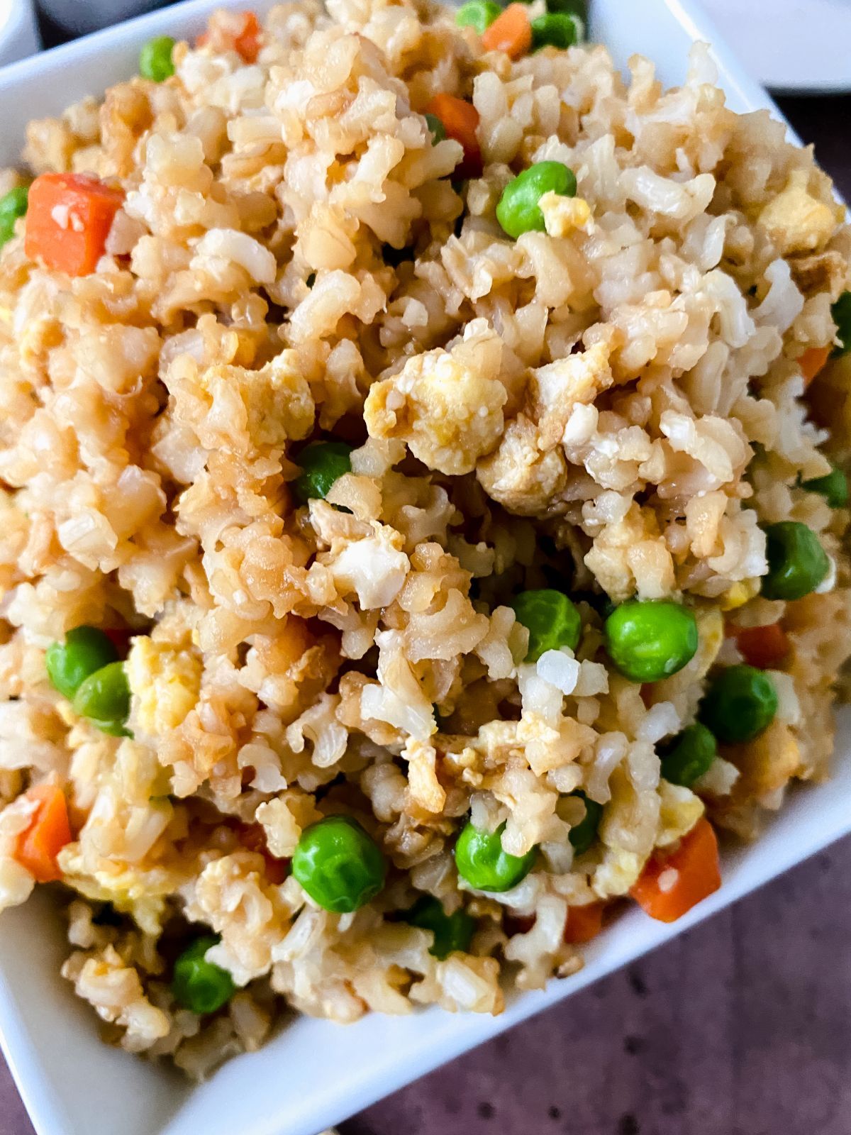 close up image of fried rice in white bowl