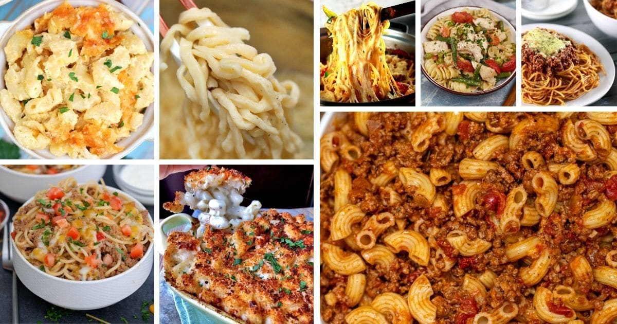 collage image of pasta recipes