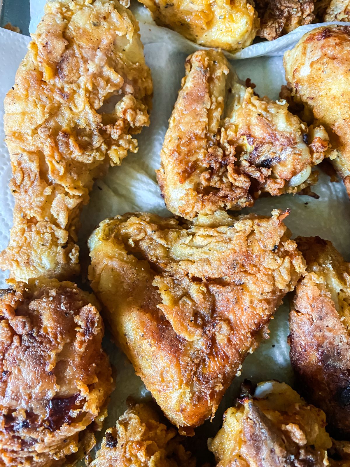 fried chicken on paper towels