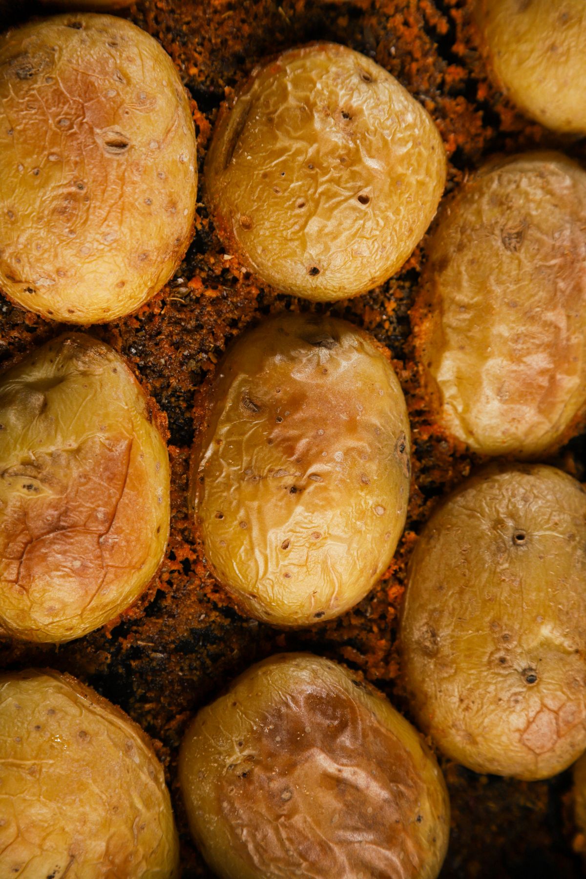 roasted potatoes in pan