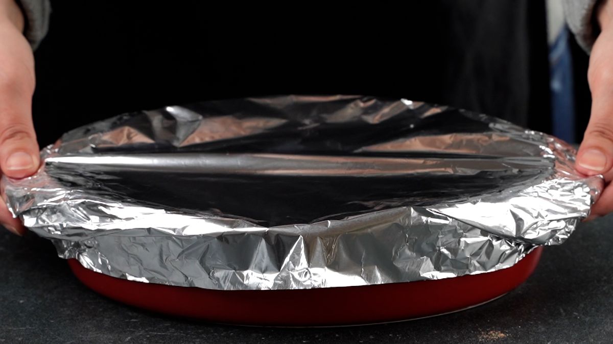 aluminum foil on top of baking dish