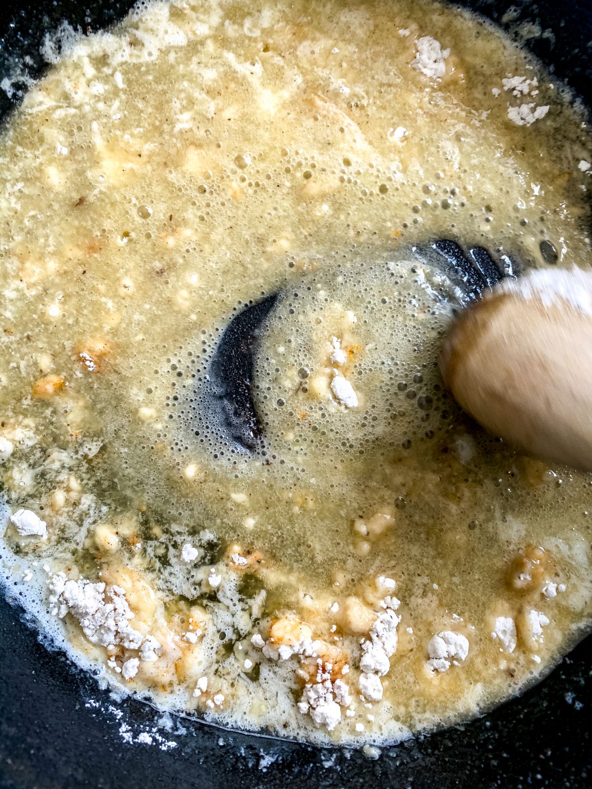 butter and flour in cast iron skillet