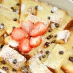 bread pudding topped with chocolate chips