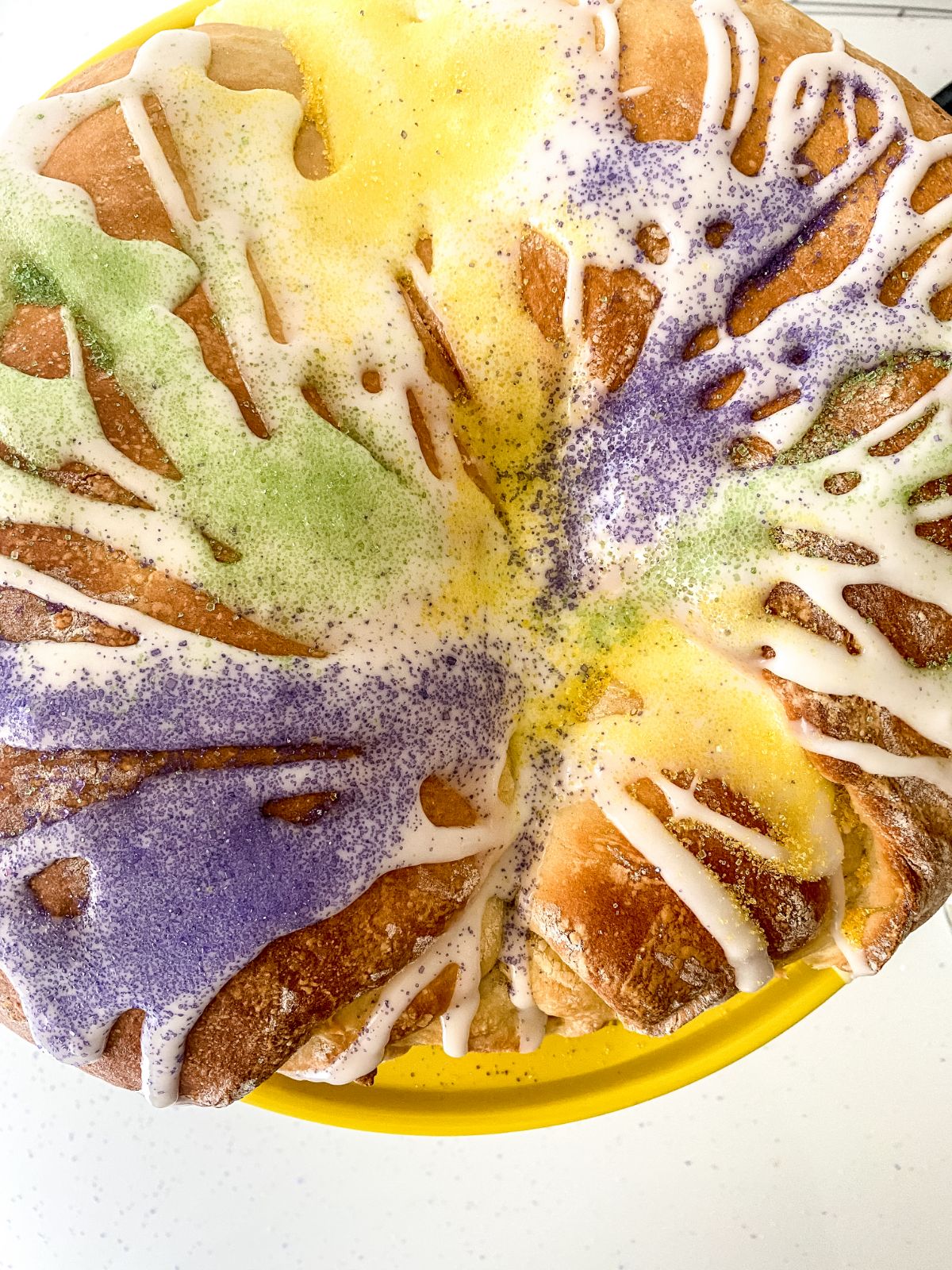 image looking down on top of king cake