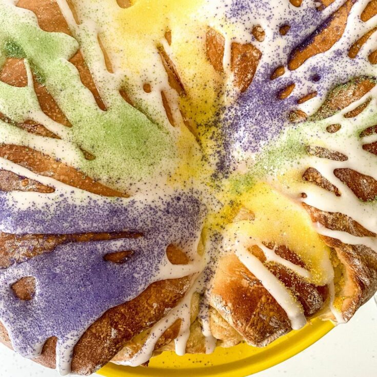 image looking down on top of king cake