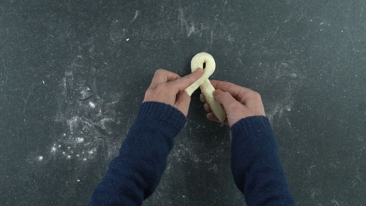 crossing dough rope into twist