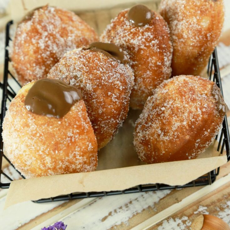 basket of donuts stuffed with nutella
