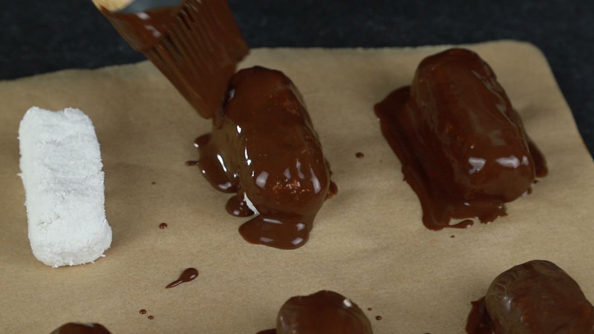 homemade bounty bar on parchment paper