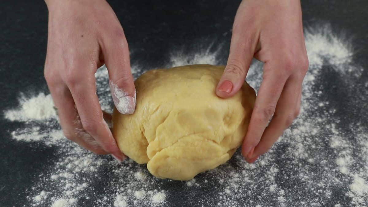 hand kneading dough