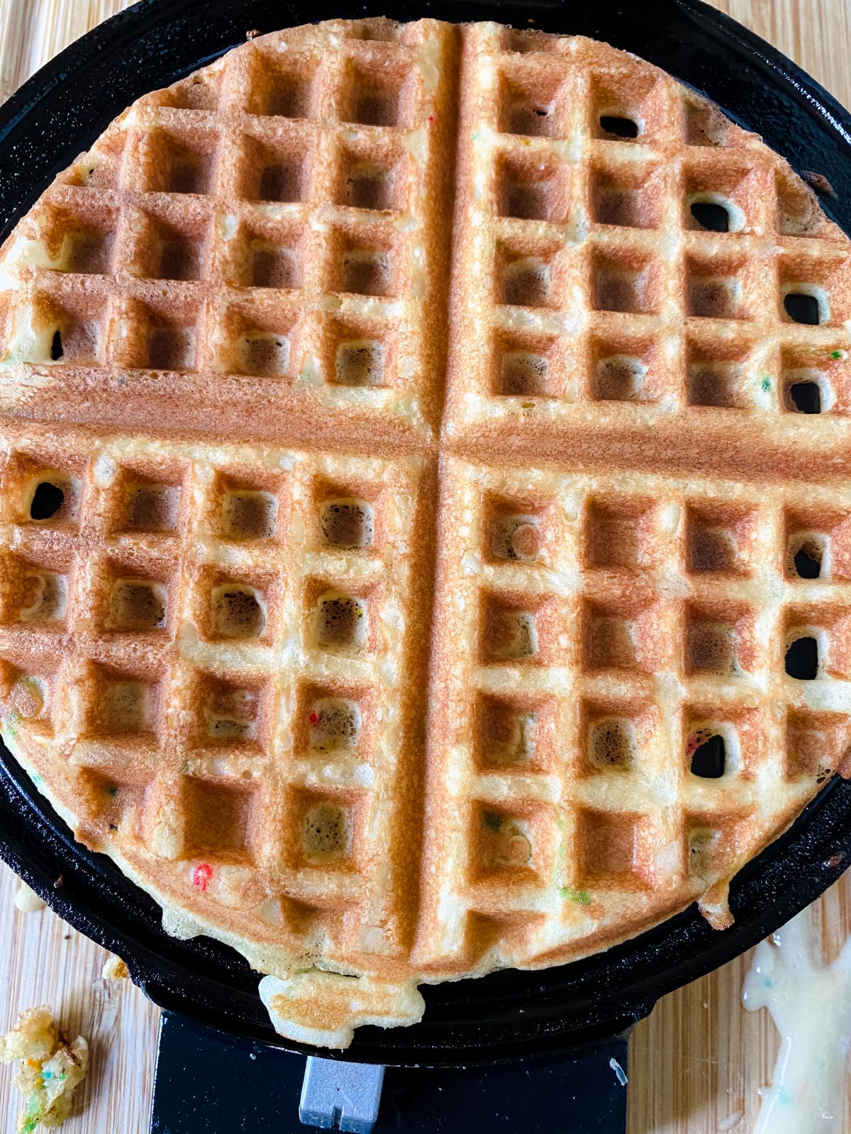 cooked waffle in waffle maker