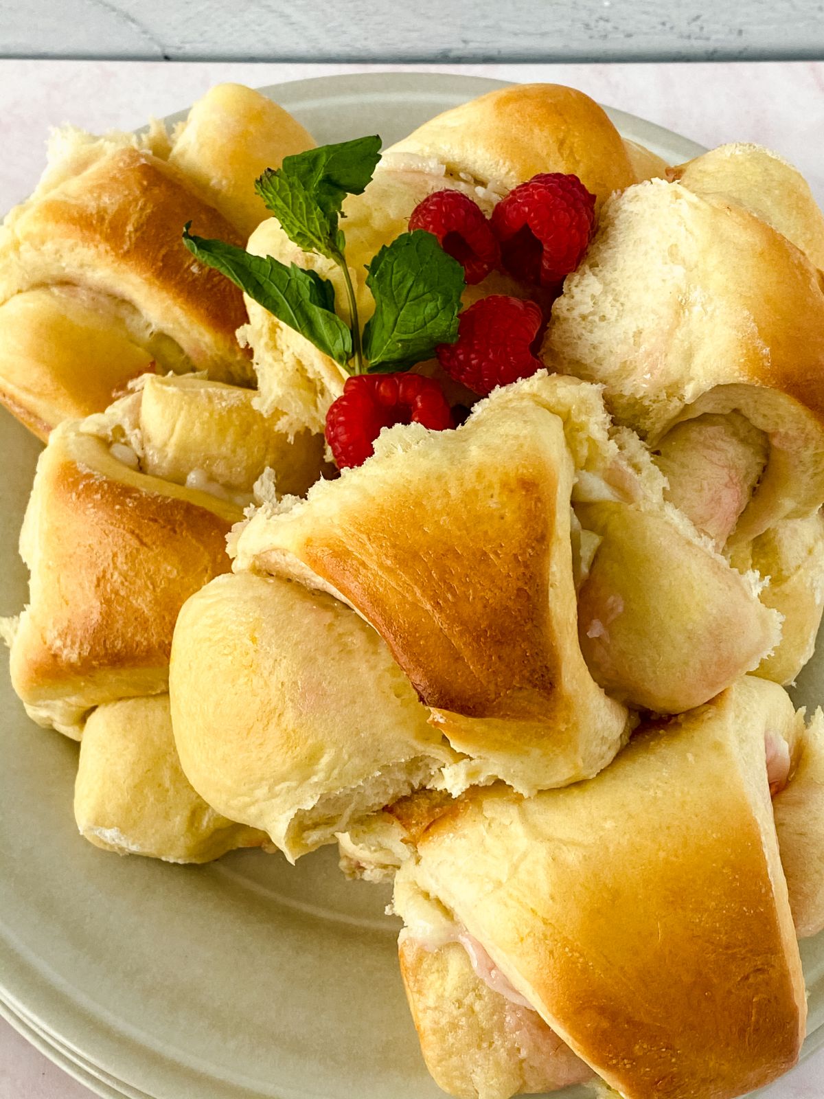 plate of raspberry cream cheese crescent rolls