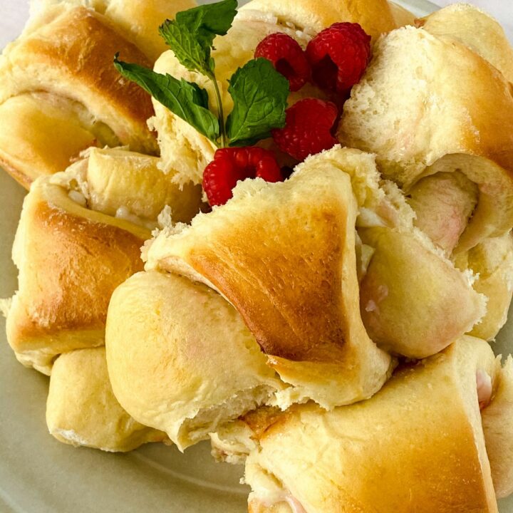 plate of raspberry cream cheese crescent rolls