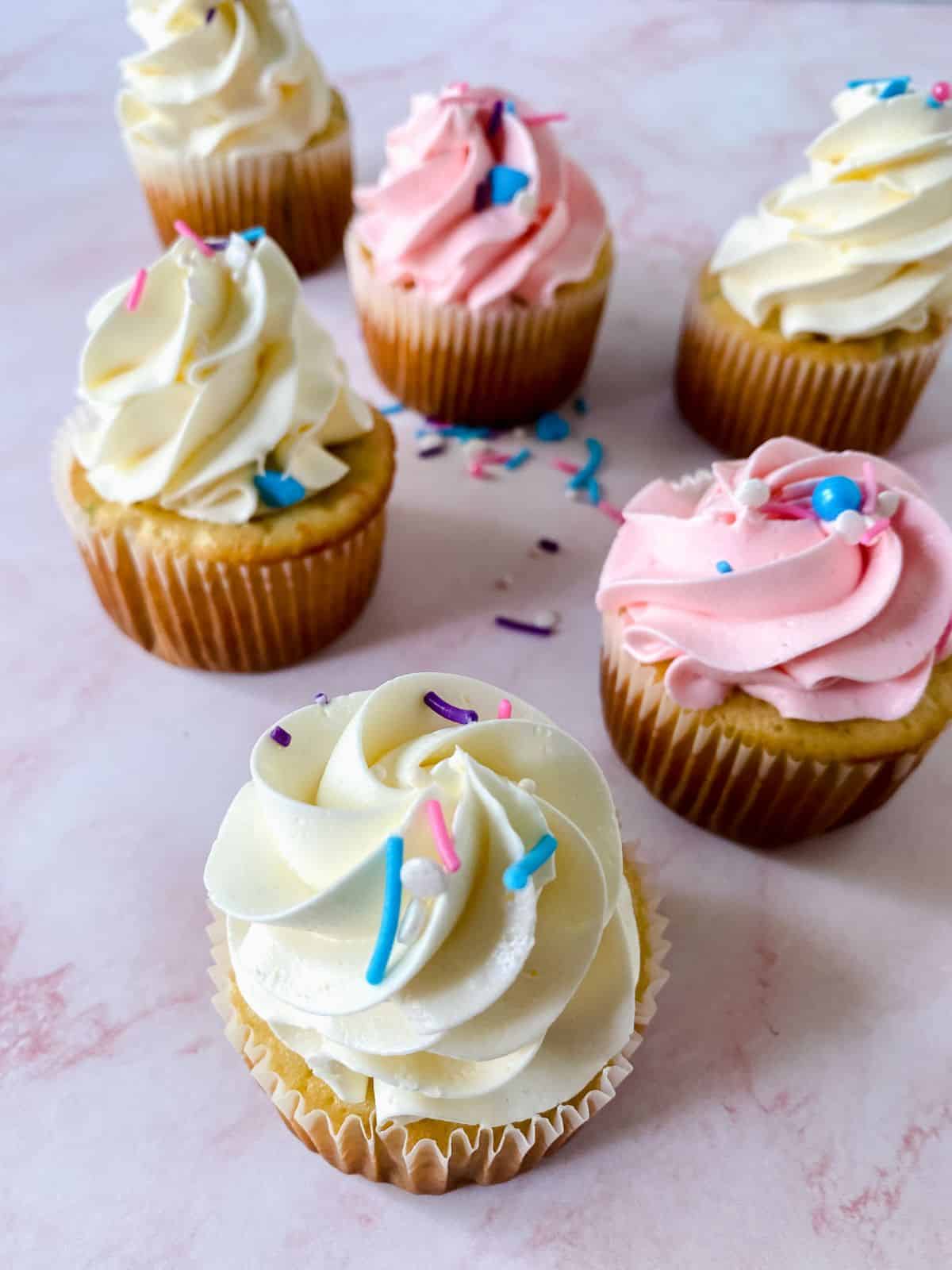 semi homemade frosting on cupcakes with sprinkles