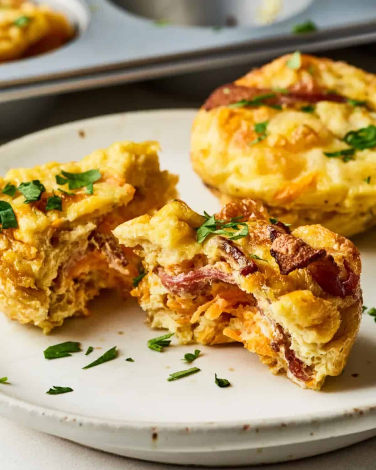 Easy Keto Egg Muffins on a white plate.