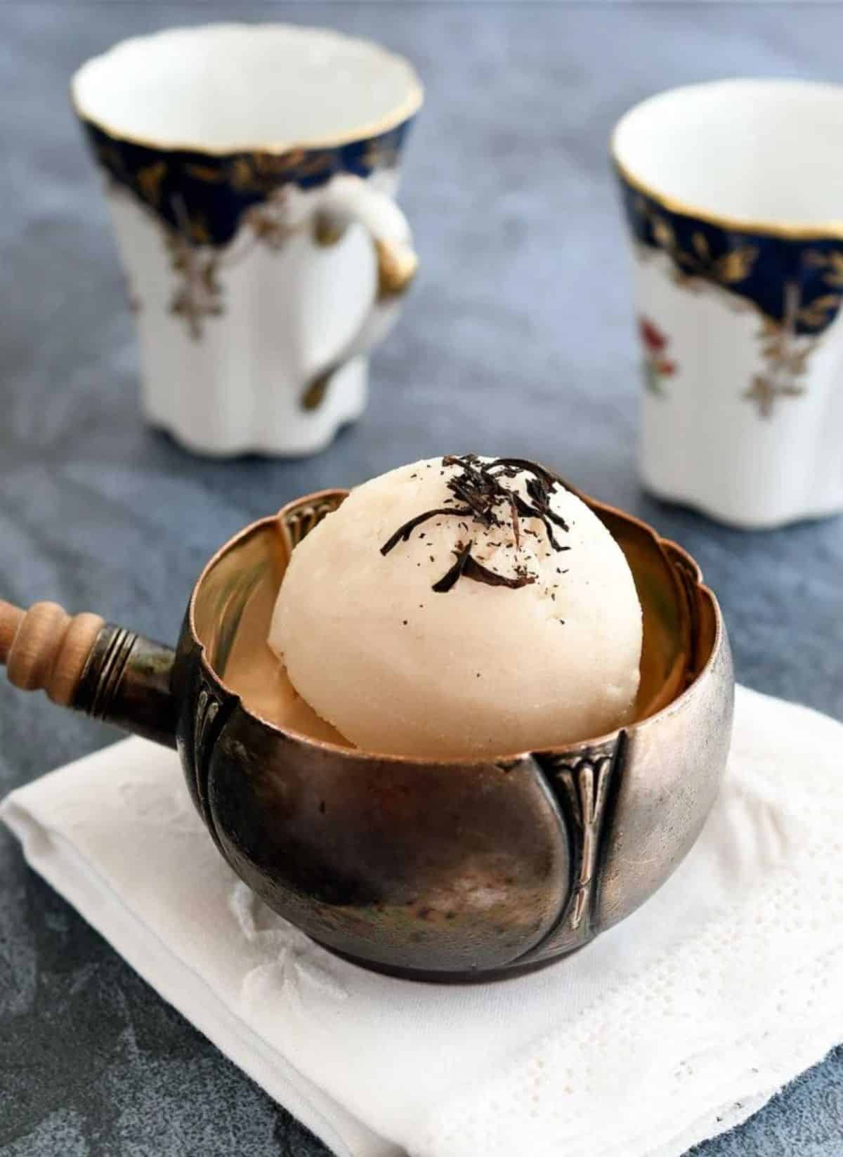 Plant-based London Fog Ice Cream in a small bowl.