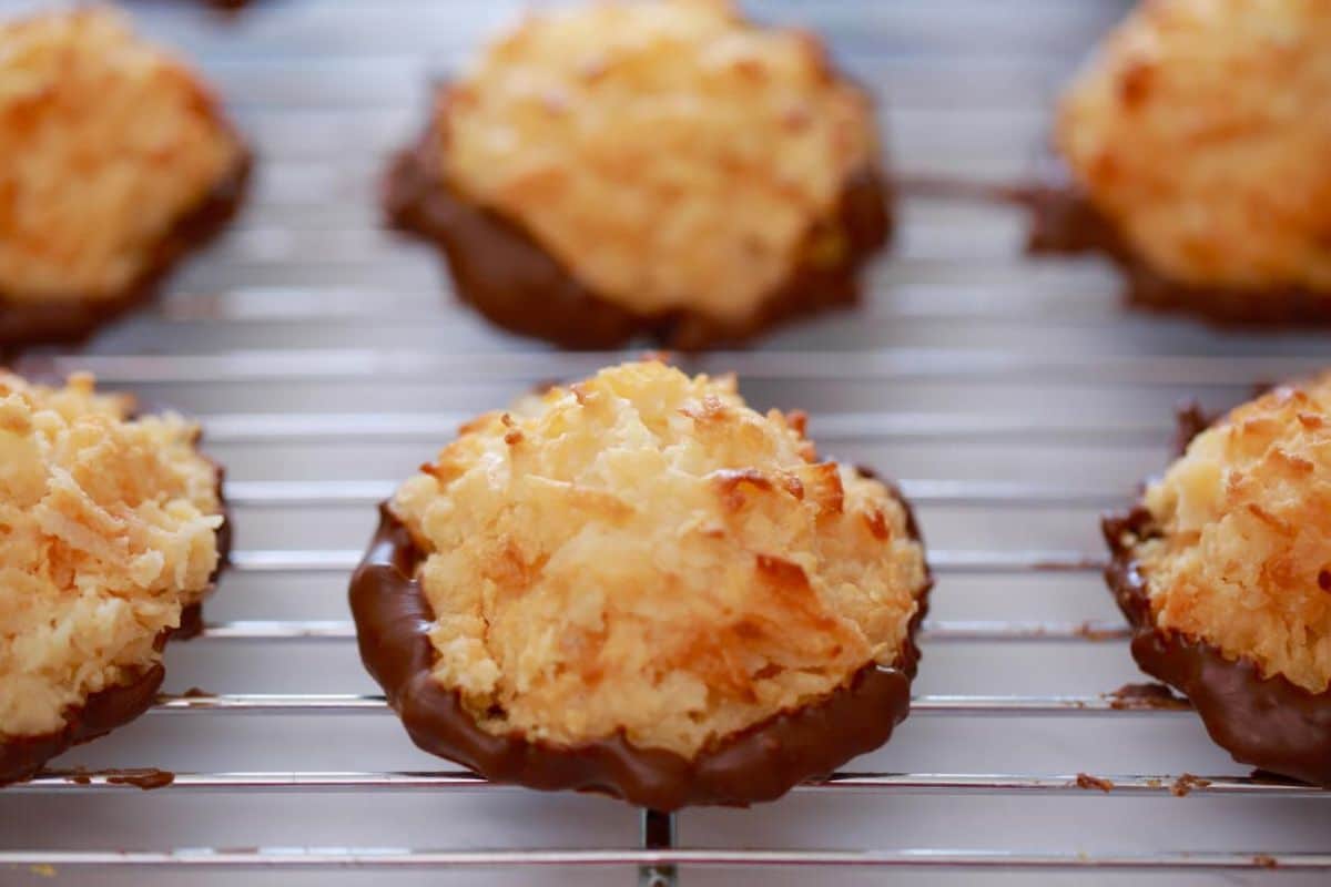 Coconut Macaroons Filipino Desserts on a baking tray.