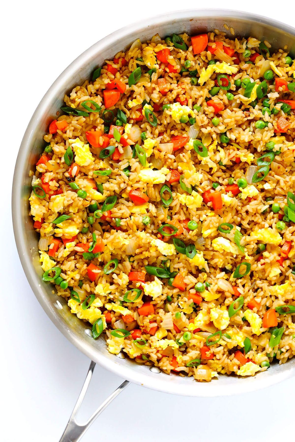 Fried Rice with vegetables in a pan.