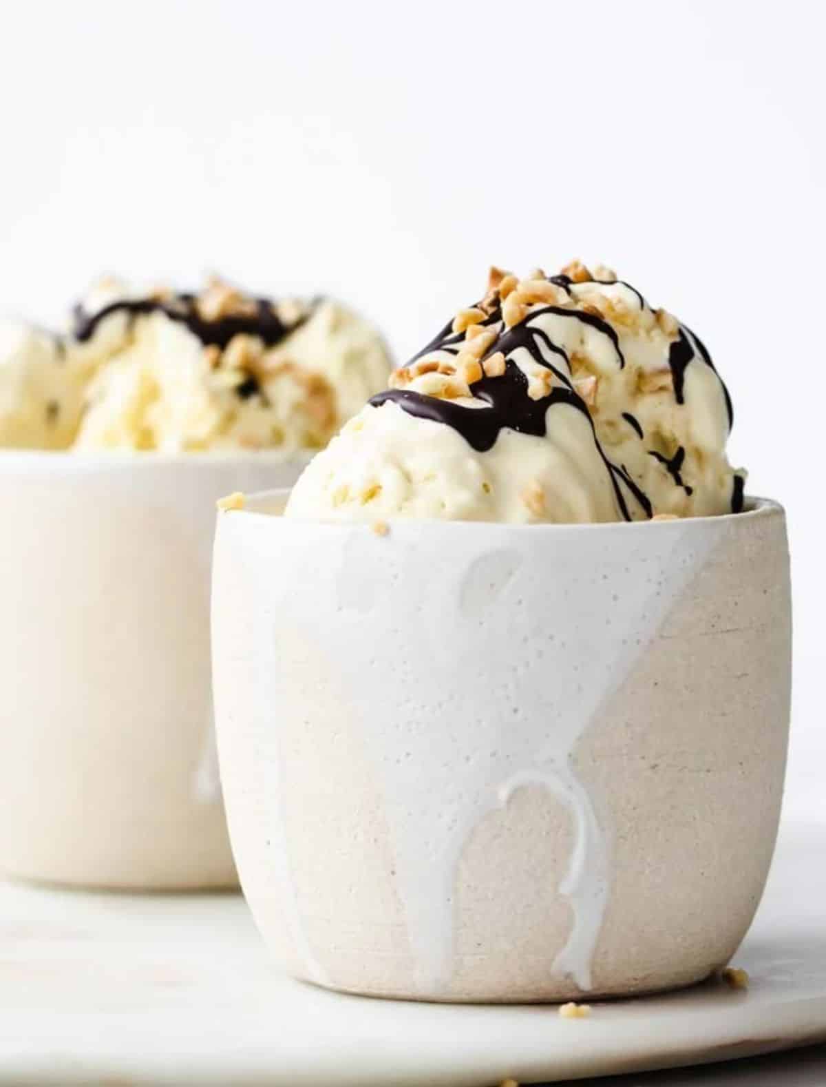Low-Carb Sugar-Free Ice Cream Recipe in two small bowls.